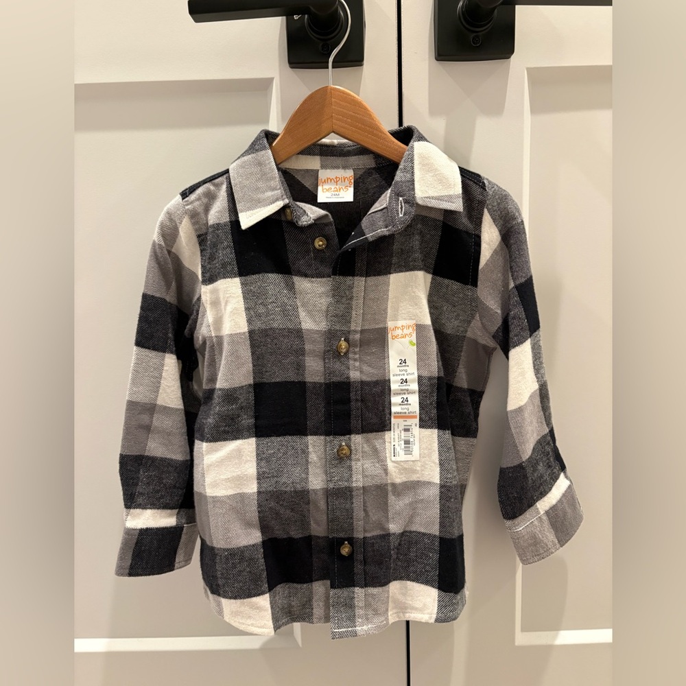Jumping Beans Black and White Checkered Shirt & Matching Pant Set - 24mo, NWT